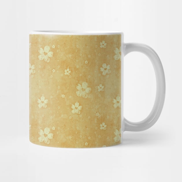 Sunny Yellow Grunge Flowers and Hearts Pattern by FabulouslyFestive